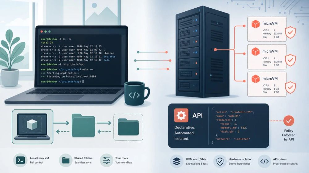 Lima VMs vs Firecracker microVMs: same “VM” word, different jobs